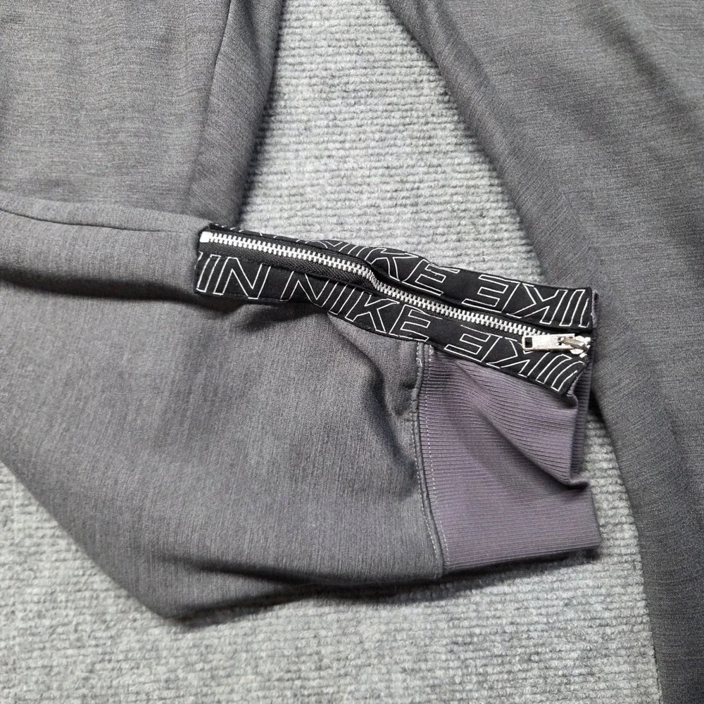 Nike Therma-FIT Womens Grey Heather Fleece Tapered Joggers Ankle Zip Pants Large